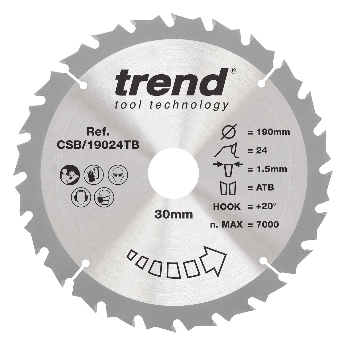 Trend 190mm x 30mm x 24T Thin Kerf Ripping Cordless Circular Saw Blade