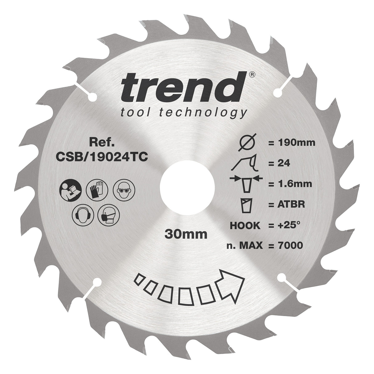 Trend 190mm x 30mm x 24T Thin Kerf Ripping Cordless ATBR Circular Saw Blade