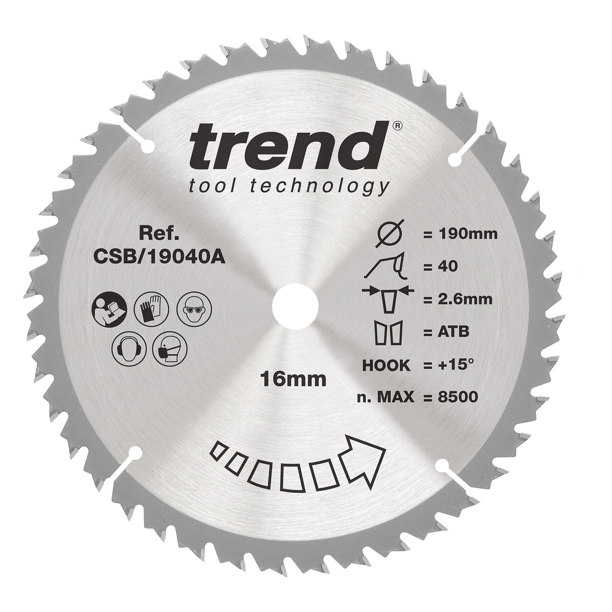 Trend 190mm x 16mm x 40T General Purpose Circular Saw Blade