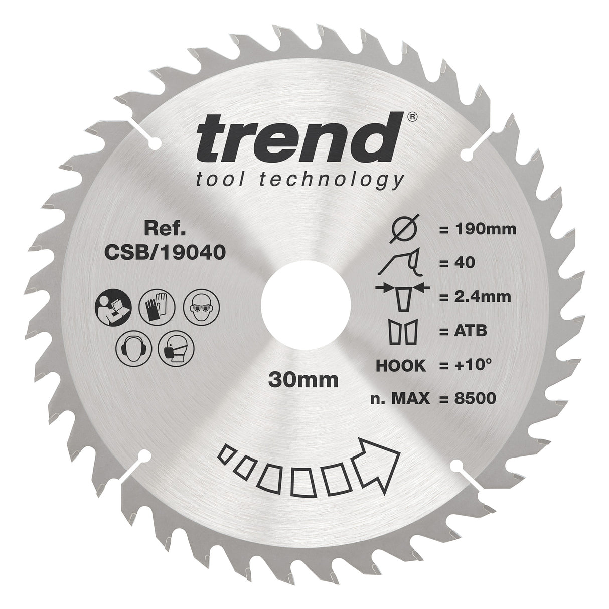 Trend 190mm x 30mm x 40T General Purpose Circular Saw Blade