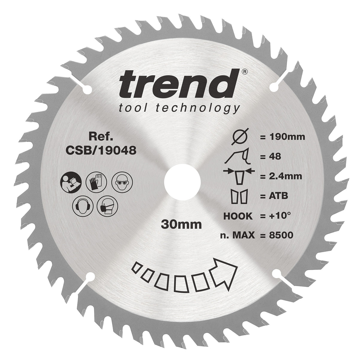 Trend 190mm x 30mm x 48T Wood Circular Saw Blade