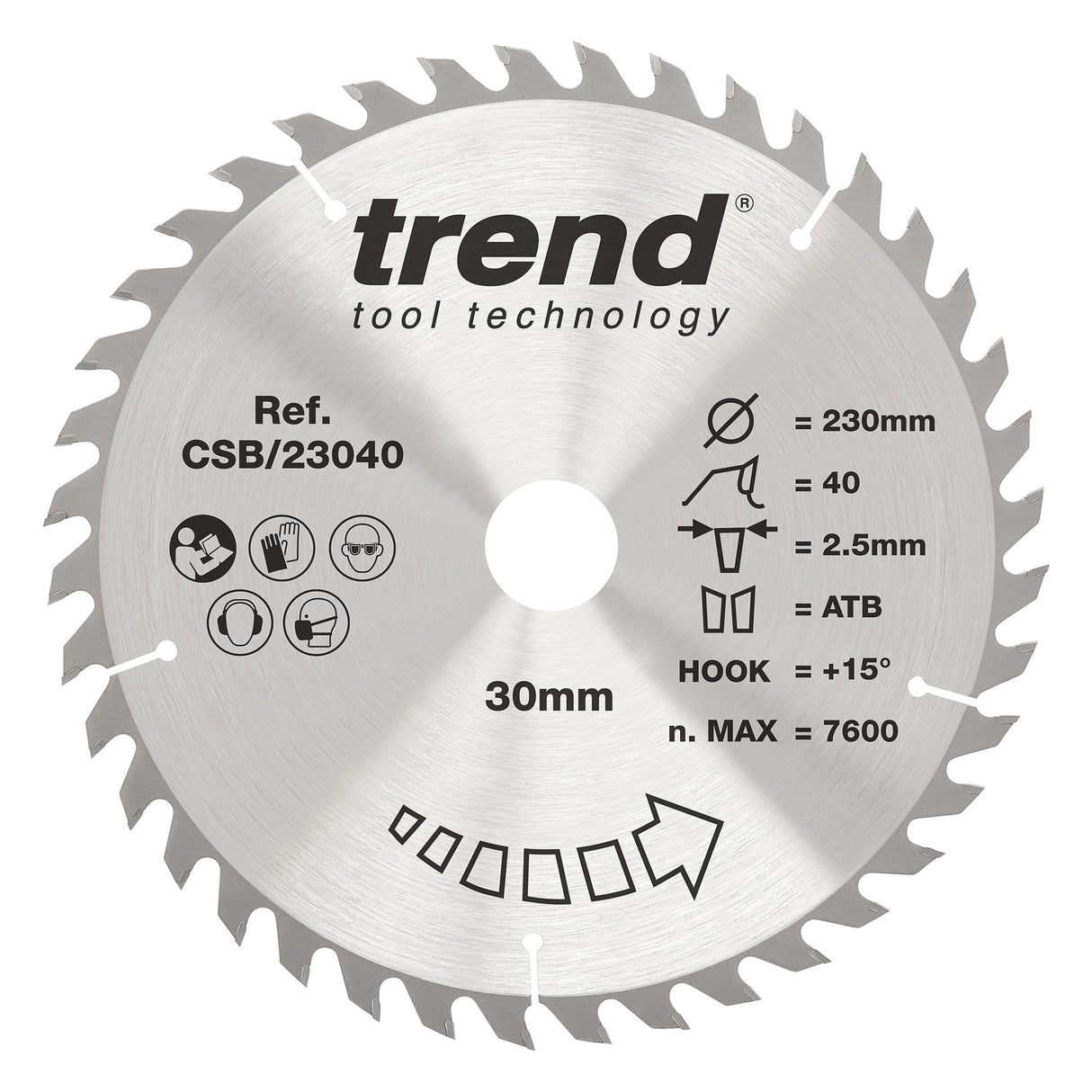 Trend 230mm x 30mm x 40T General Purpose Circular Saw Blade