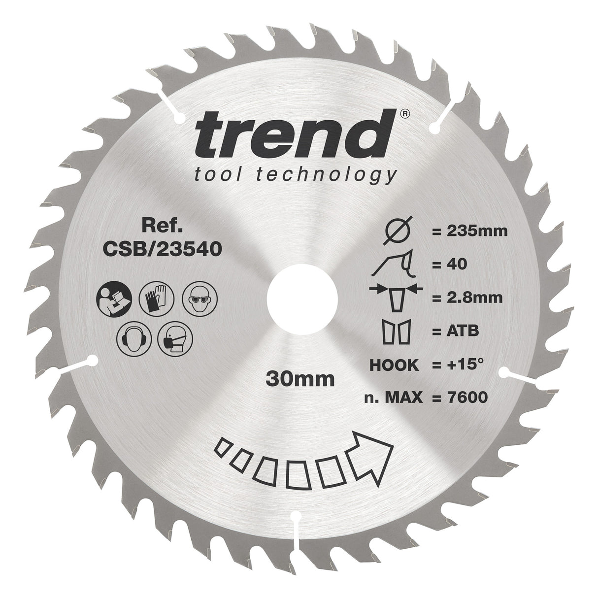 Trend 235mm x 30mm x 40T General Purpose Circular Saw Blade