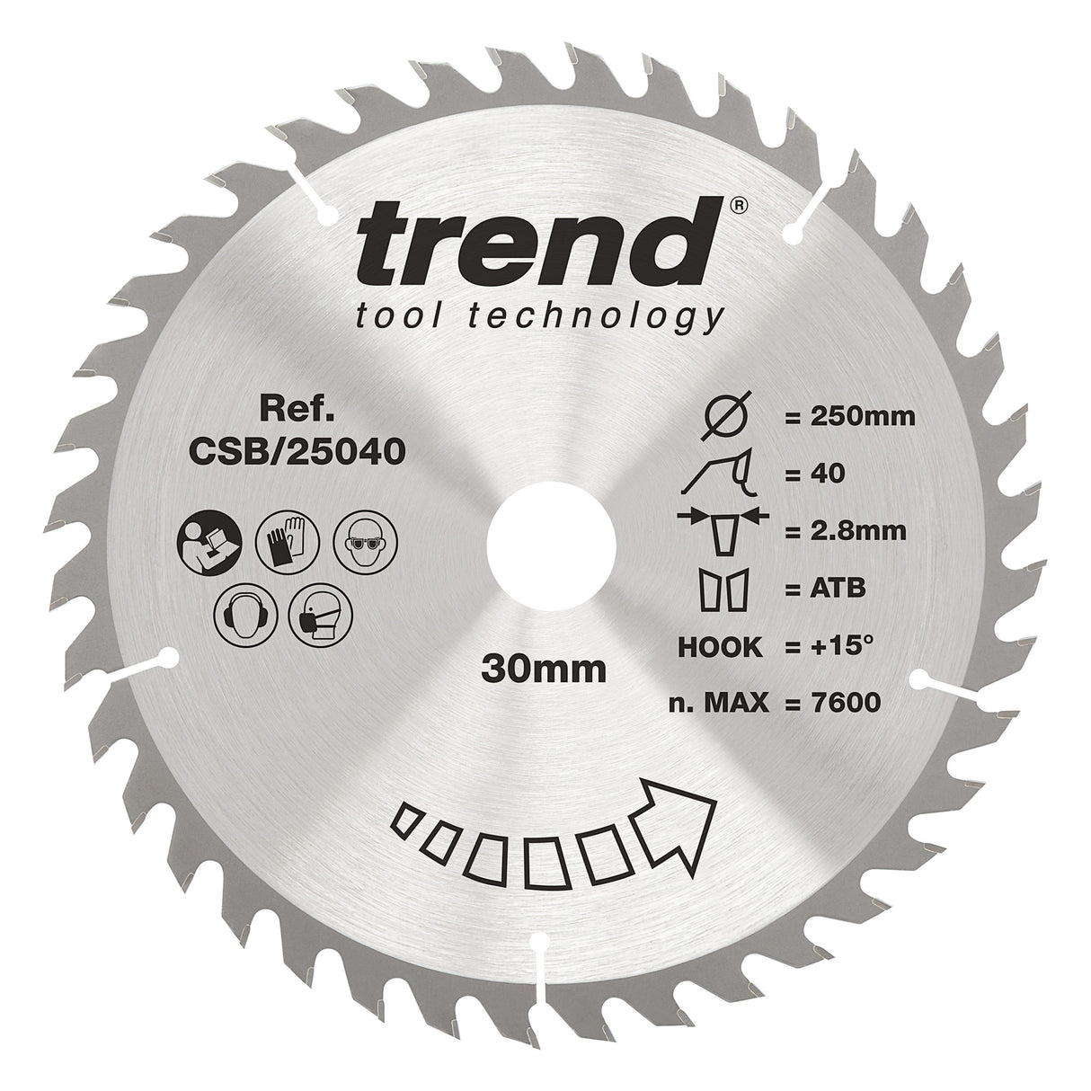 Trend 250mm x 30mm x 40T Wood Circular Saw Blade