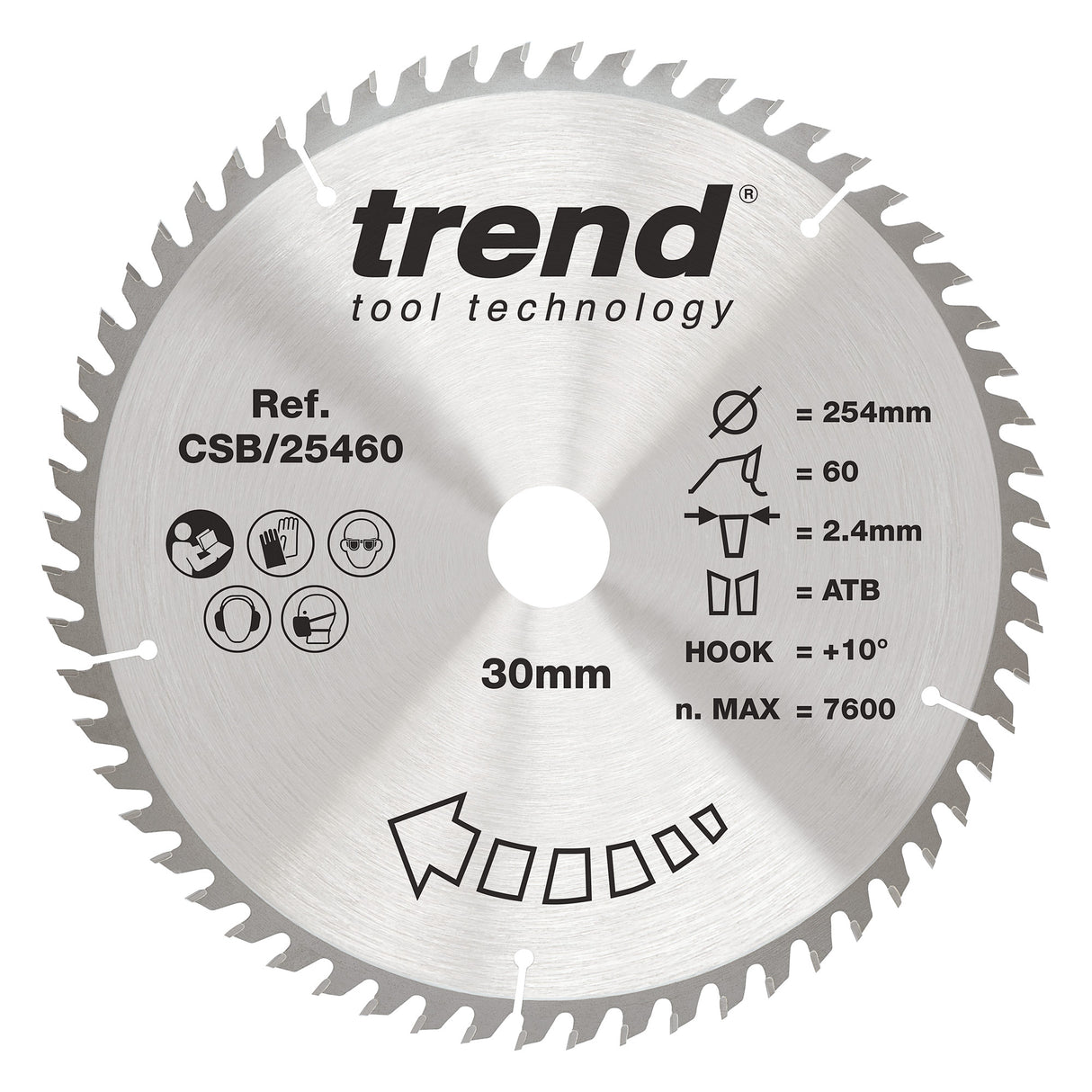 Trend 254mm x 30mm x 60T Wood Circular Saw Blade
