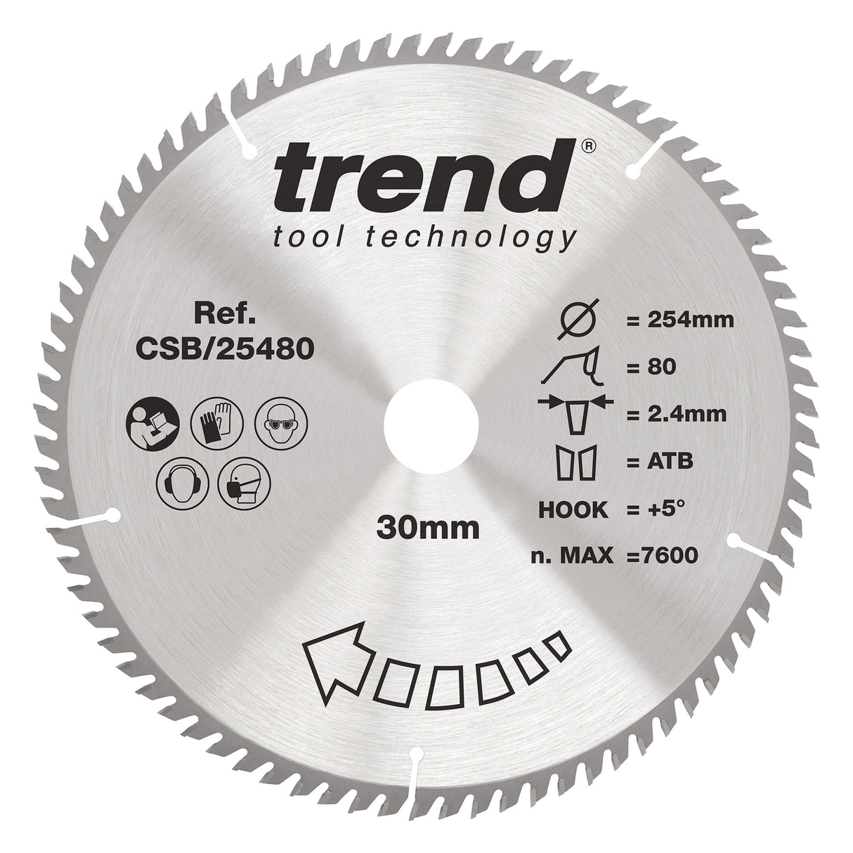 Trend 254mm x 30mm x 80T Wood Circular Saw Blade