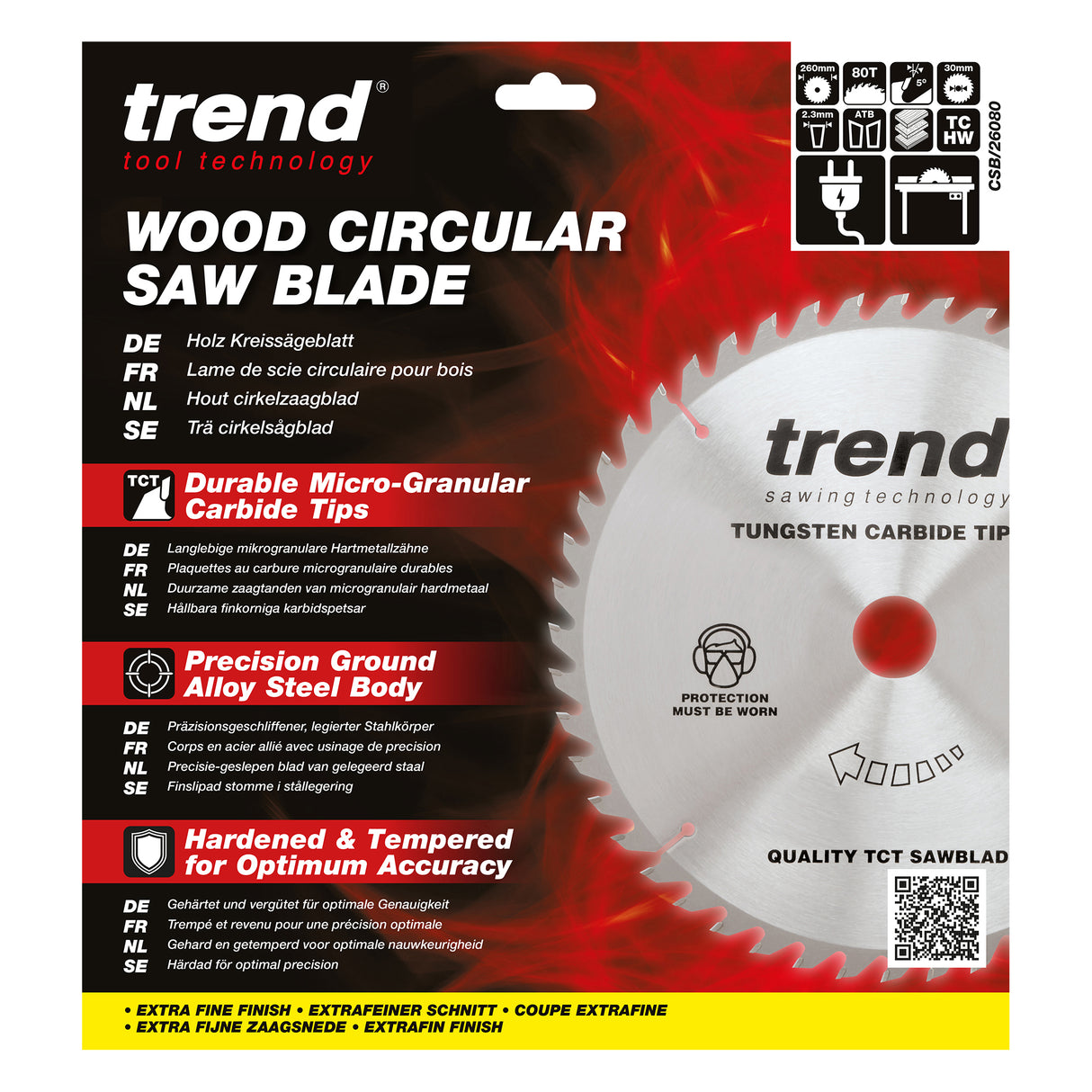 Trend 260mm x 30mm x 80T Wood Circular Saw Blade