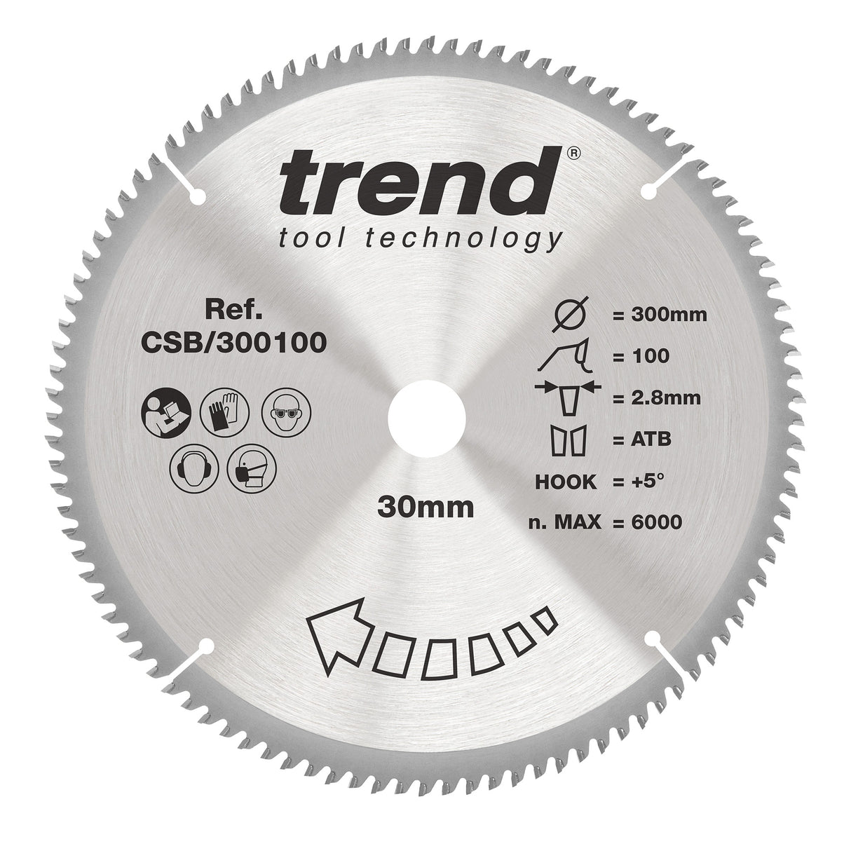 Trend 300mm x 30mm x 100T Fine Cut Off Circular Saw Blade