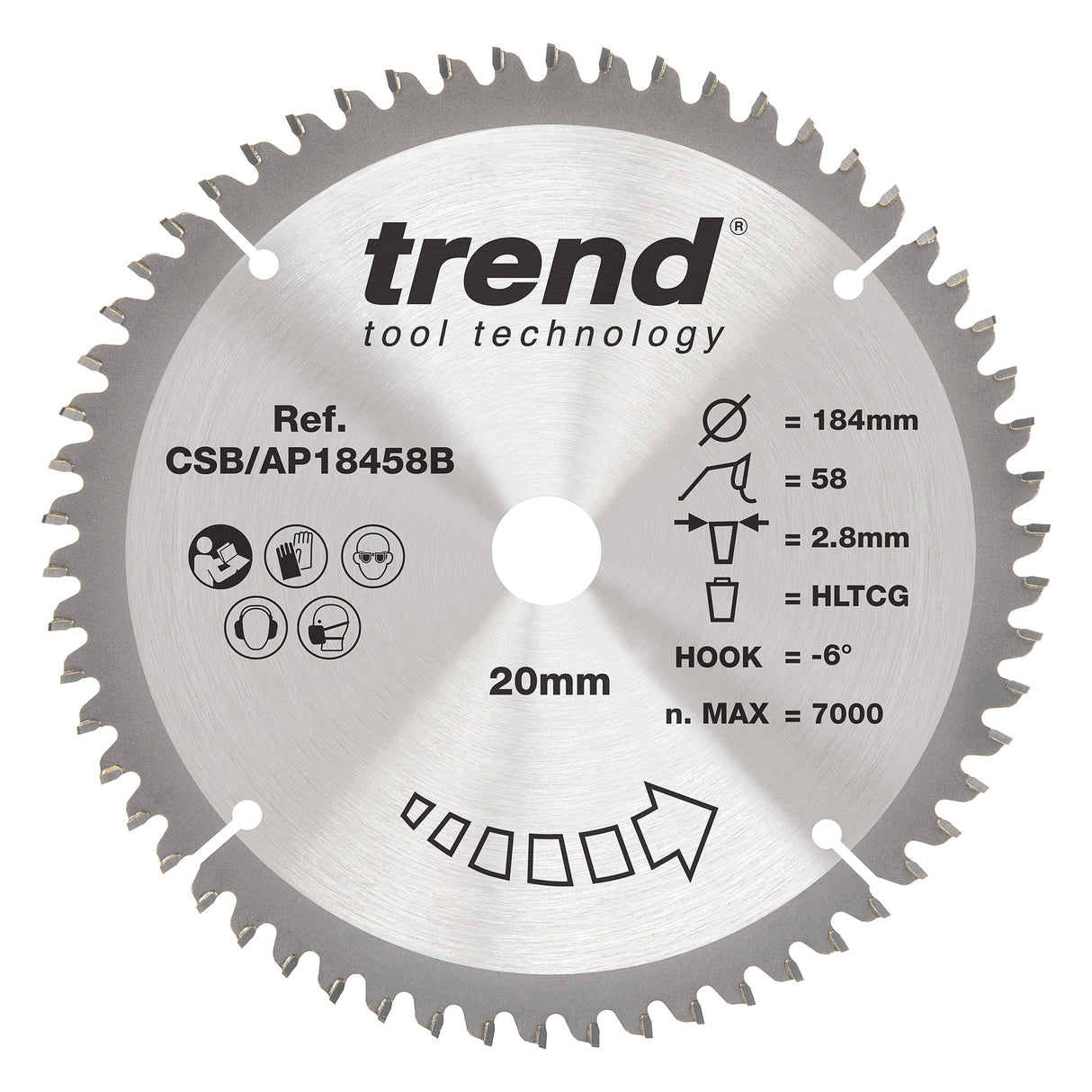 Trend 184mm x 20mm x 58T Aluminium/Plastic Circular Saw Blade