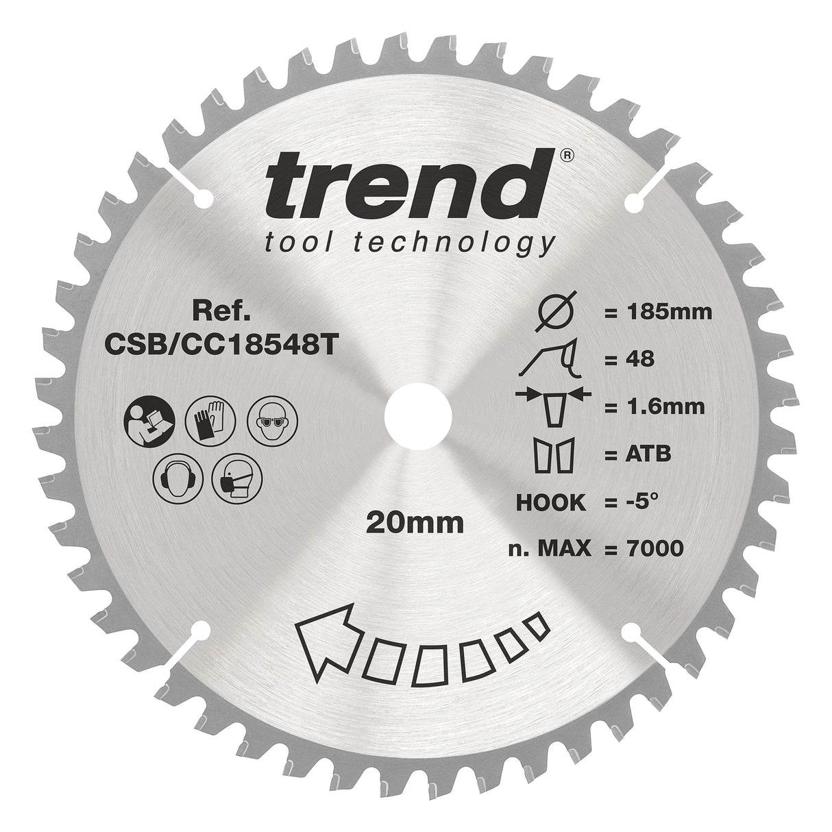 Trend 185mm x 20mm x 48T Wood Cordless Mitre Saw Blade