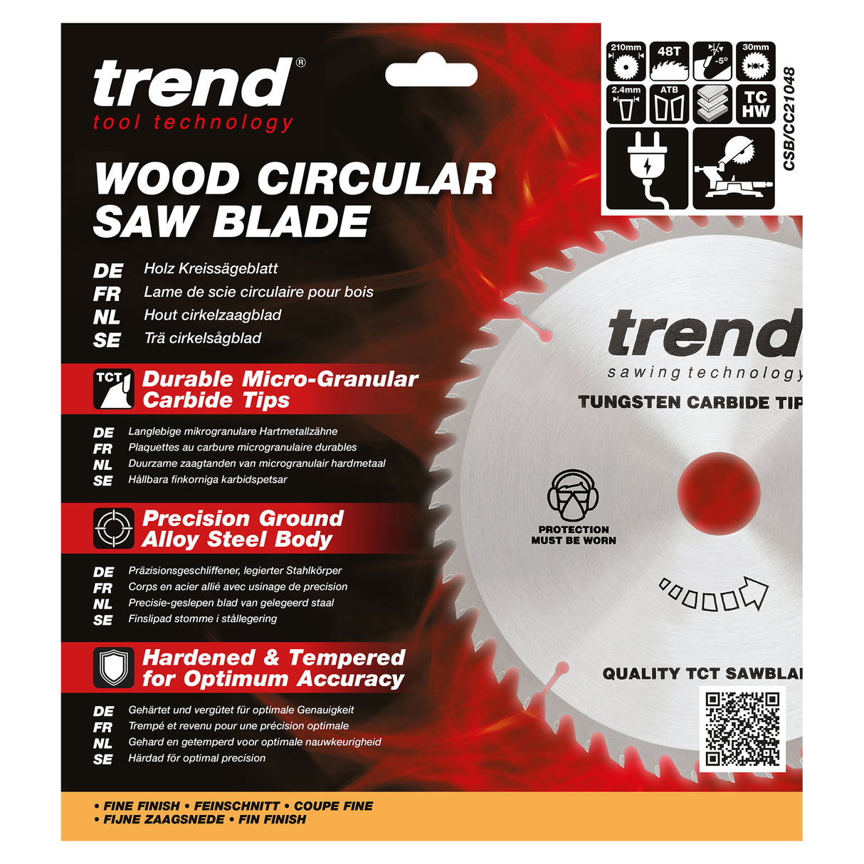 Trend 210mm x 30mm x 48T Wood Mitre Saw Blade