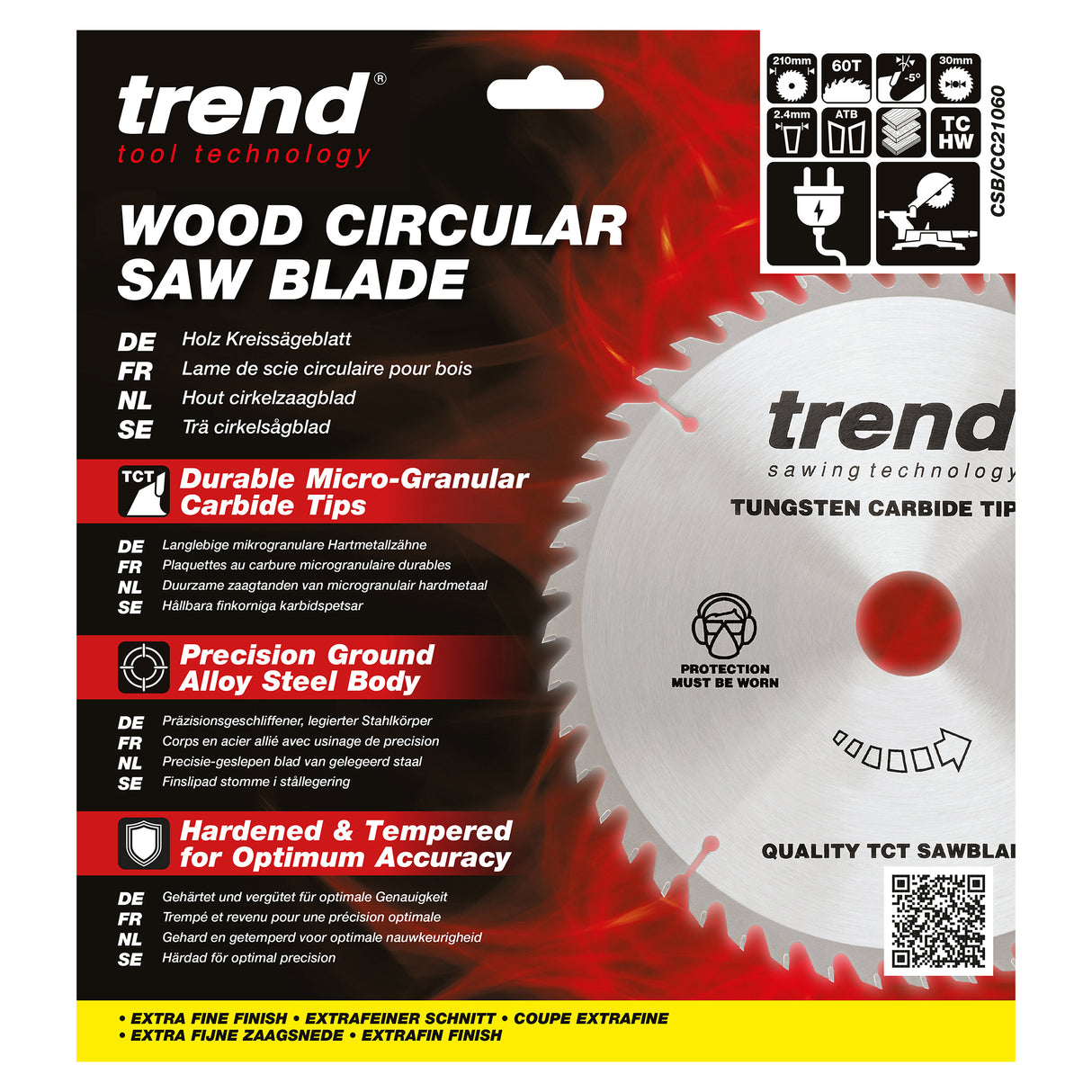 Trend 210mm x 30mm x 60T Wood Mitre Saw Blade