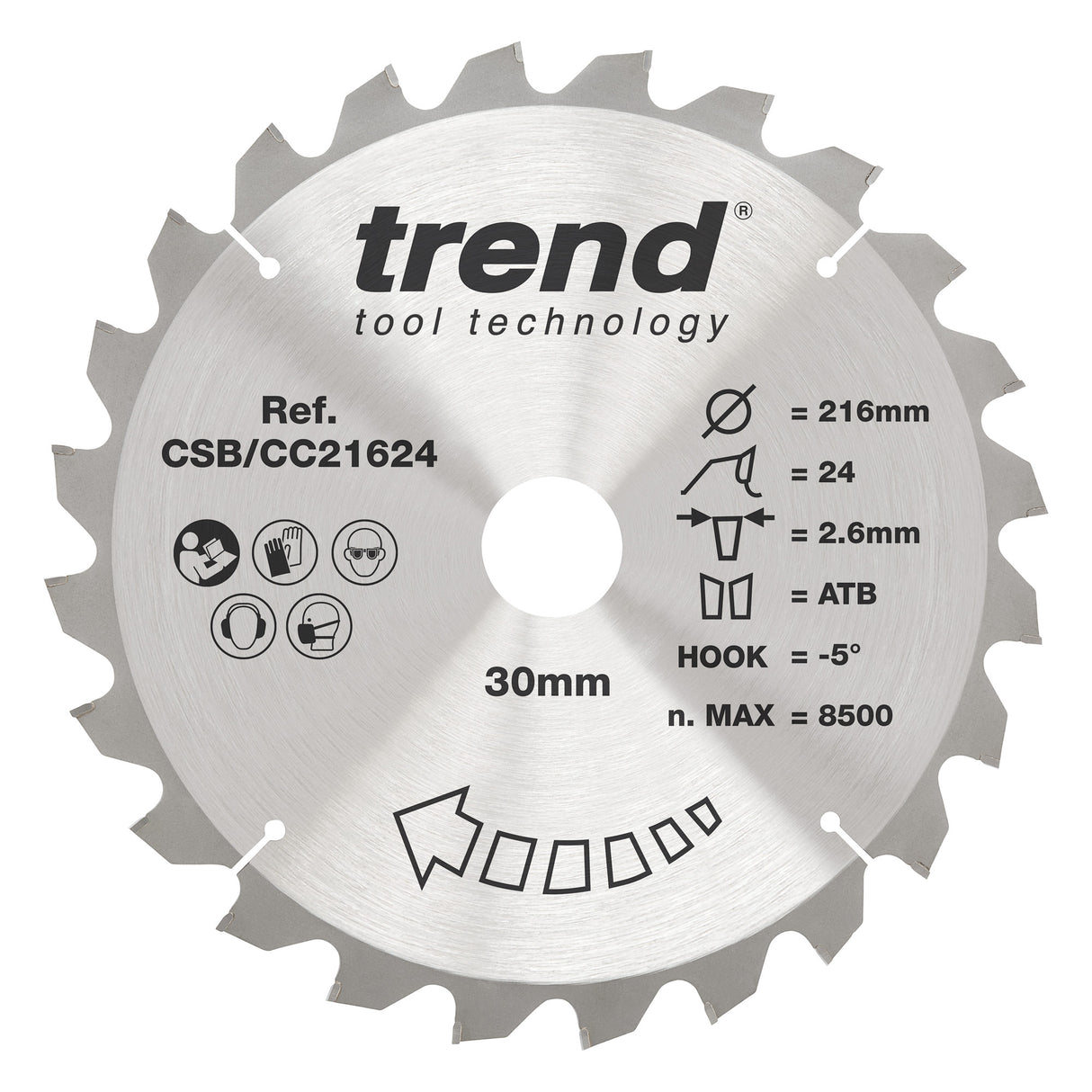 Trend 216mm x 30mm x 24T Wood Mitre Saw Blade