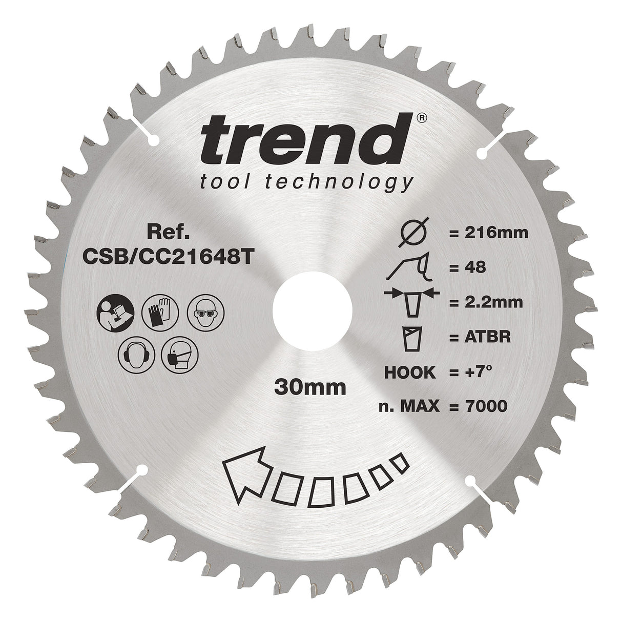 Trend 216mm x 30mm x 48T General Purpose Cordless ATBR Mitre Saw Blade