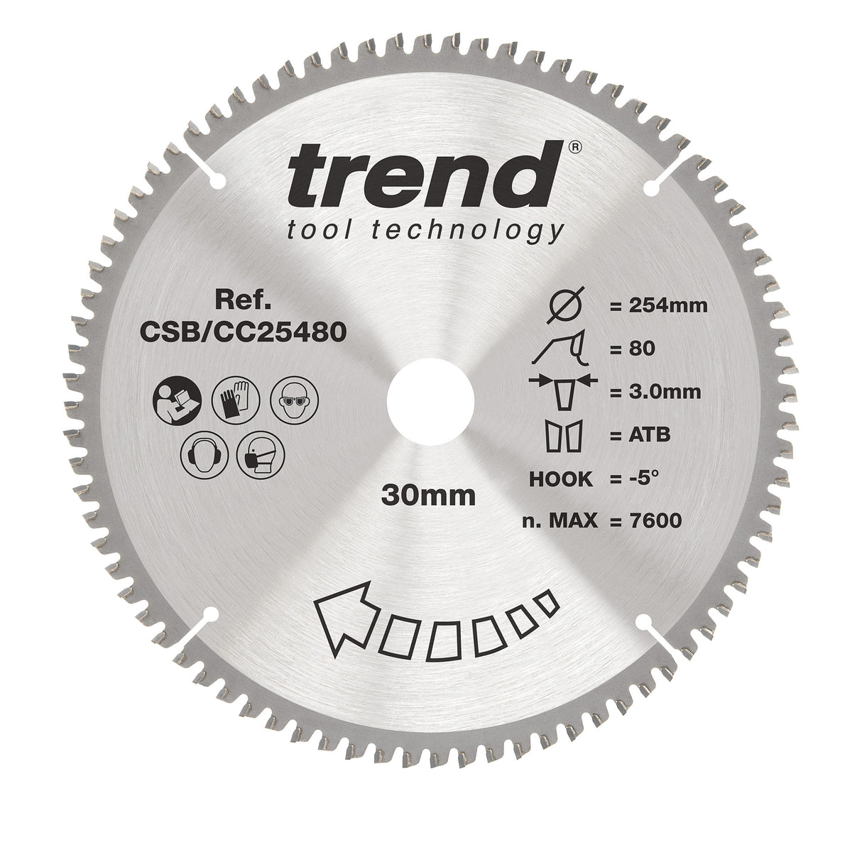 Trend 254mm x 30mm x 80T Fine Cut Off Mitre Saw Blade