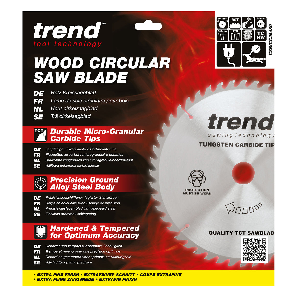 Trend 254mm x 30mm x 80T Fine Cut Off Mitre Saw Blade