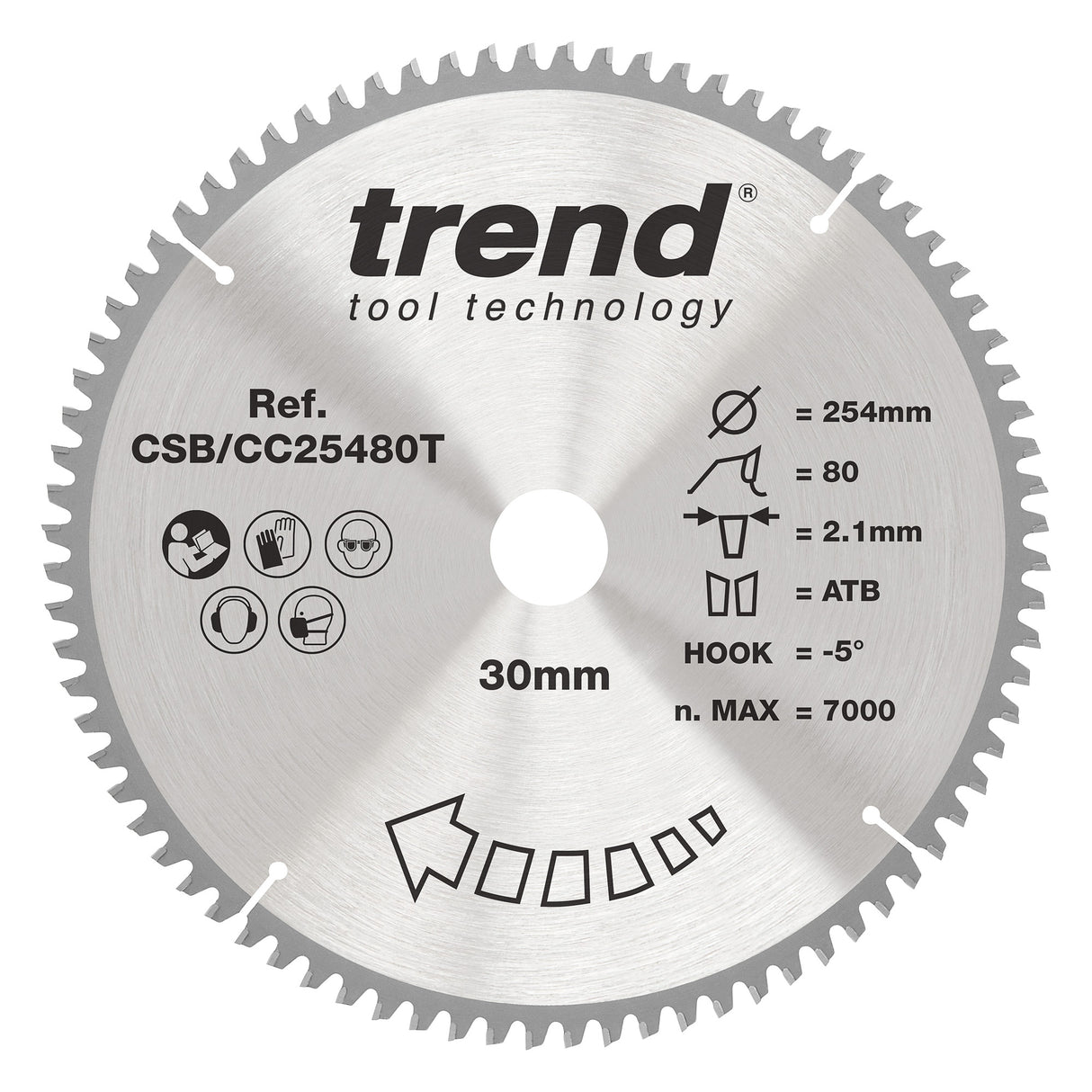 Trend 254mm x 30mm x 80T Fine Cut Off Cordless Mitre Saw Blade