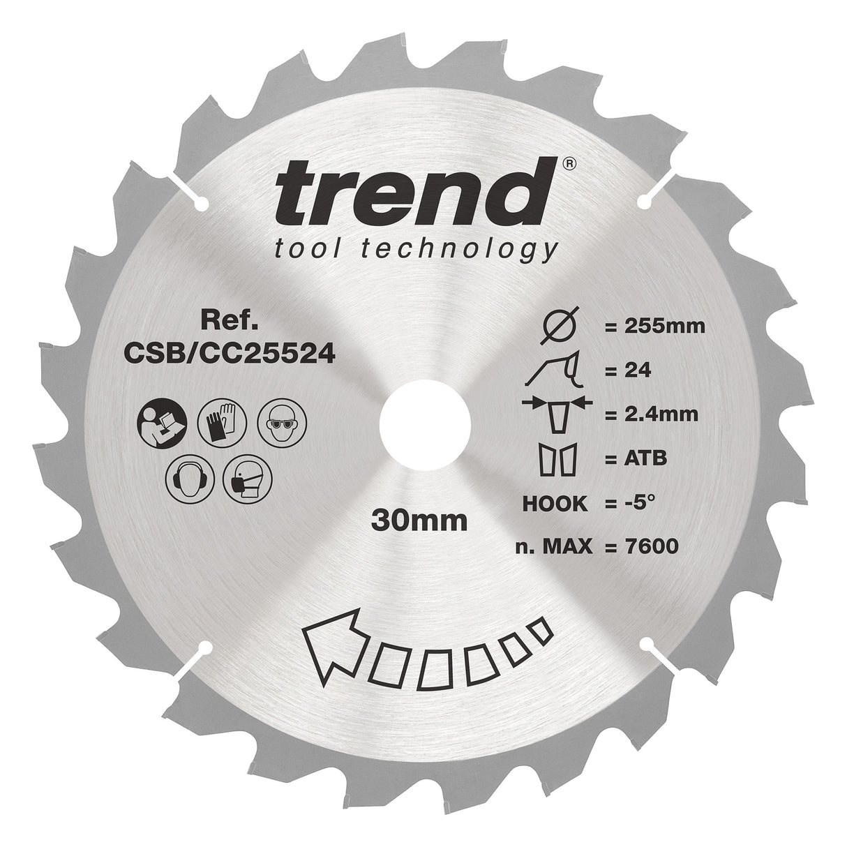 Trend 255mm x 30mm x 24T Ripping Mitre Saw Blade