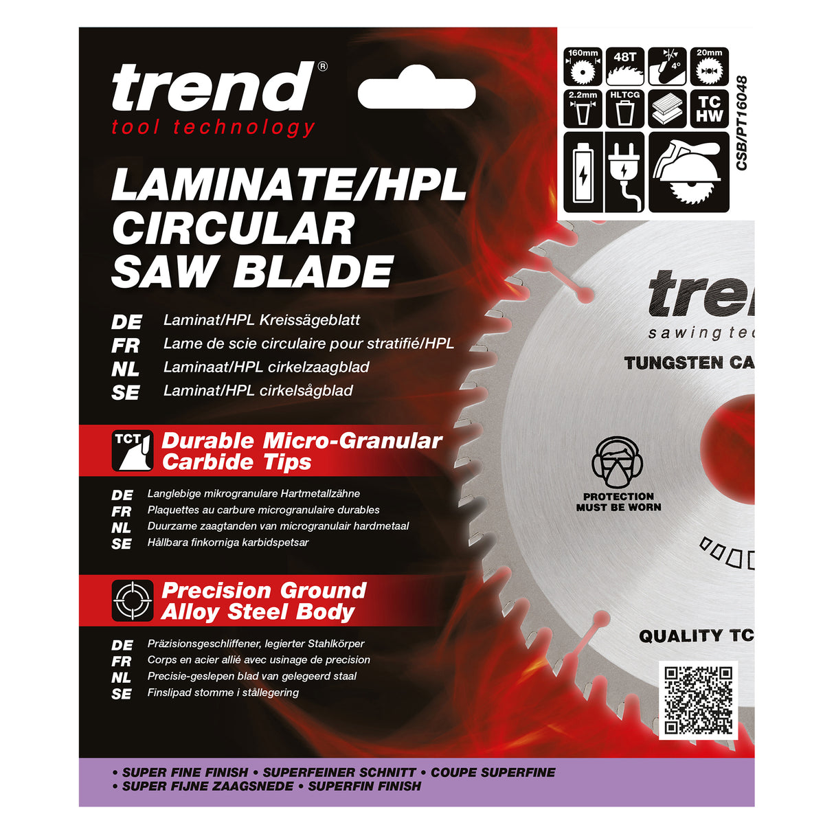 Trend 160mm x 20mm x 48T Laminate/HPL Circular Saw Blade