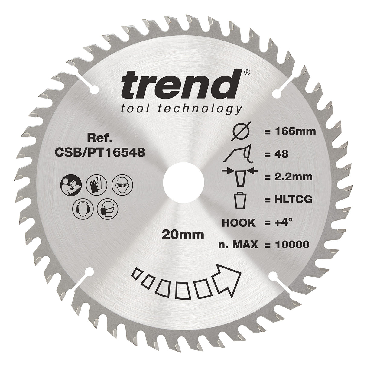 Trend 165mm x 20mm x 48T Laminate/HPL Circular Saw Blade