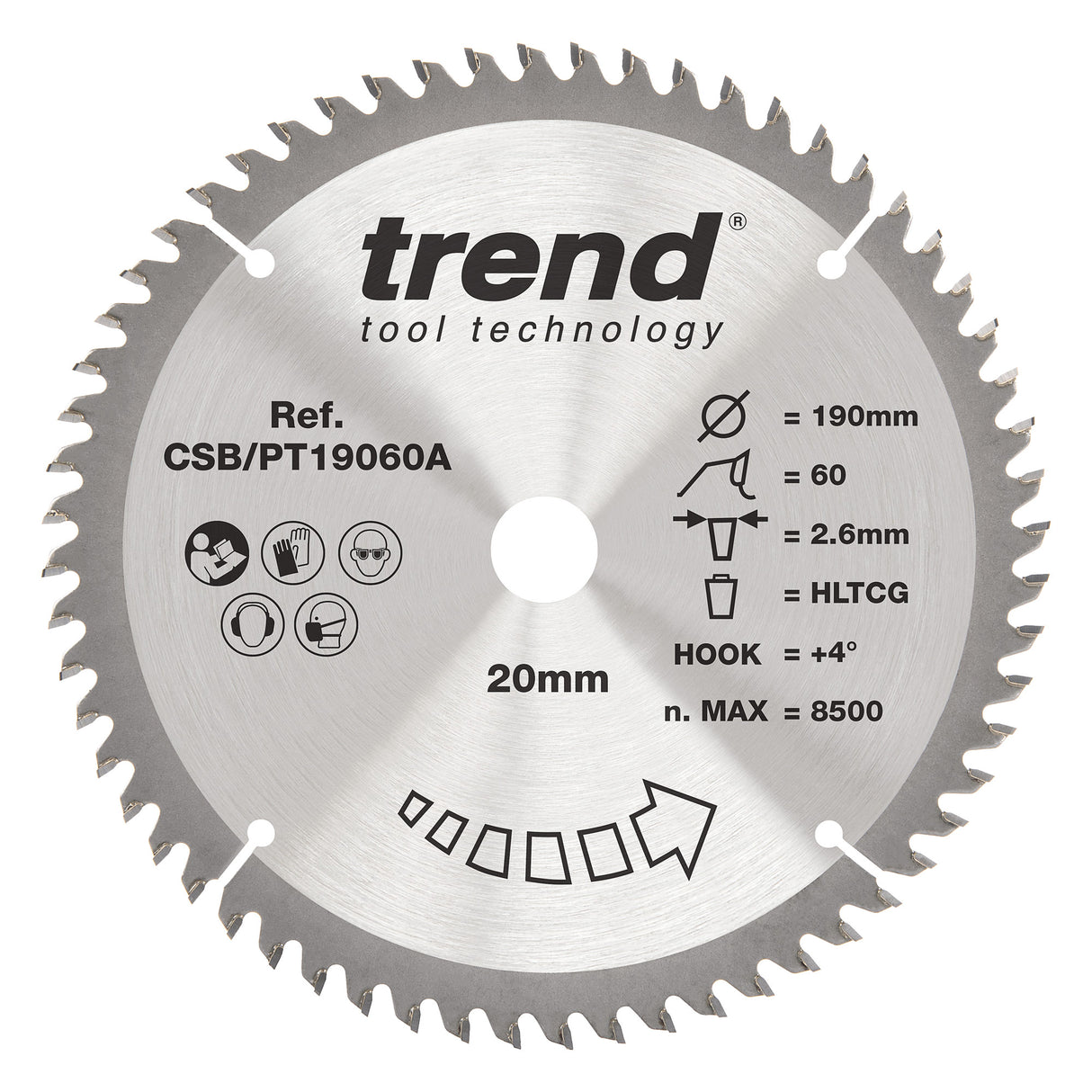 Trend 190mm x 20mm x 60T Laminate/HPL Circular Saw Blade