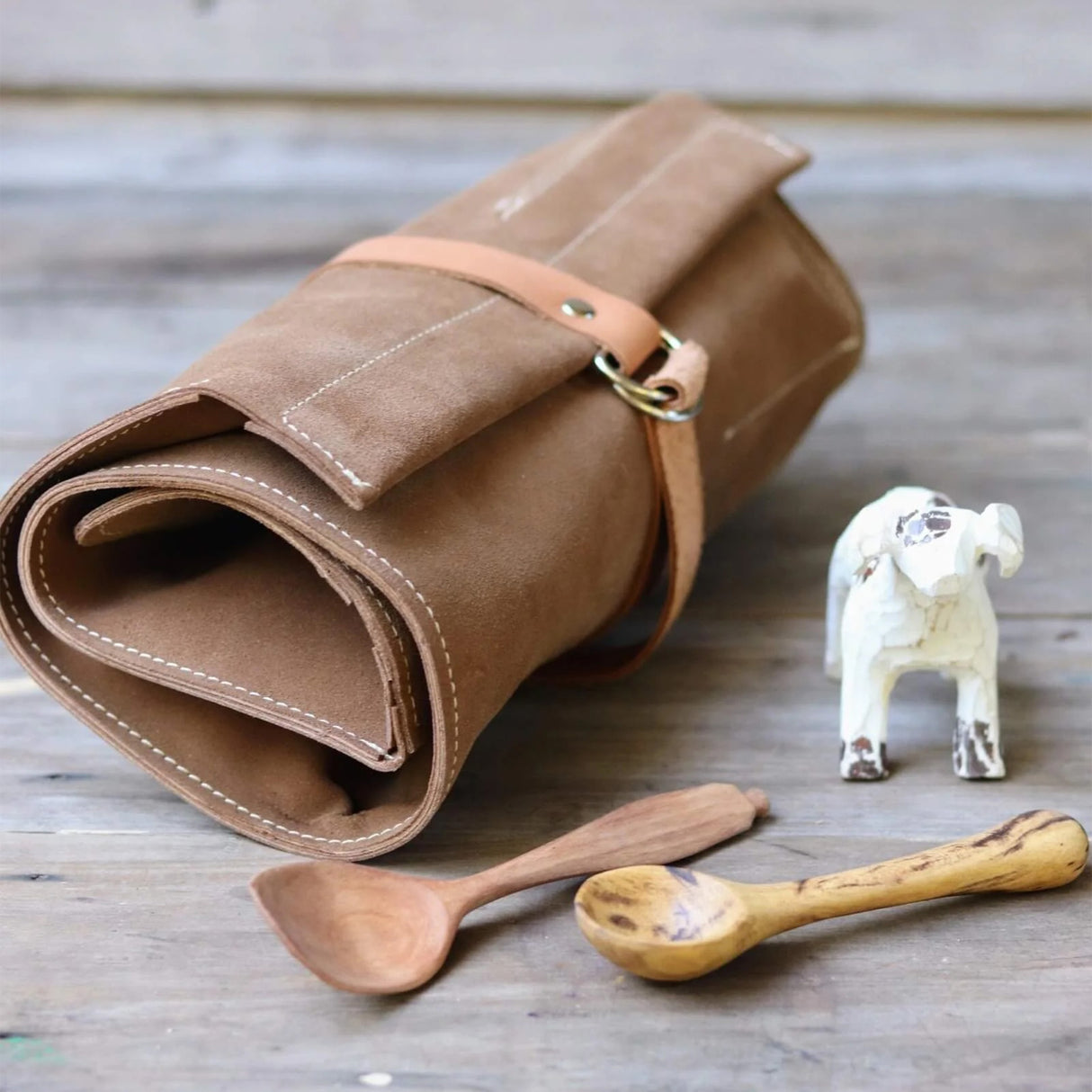 En Mina 7 Pocket Carving Tool Roll Suede
