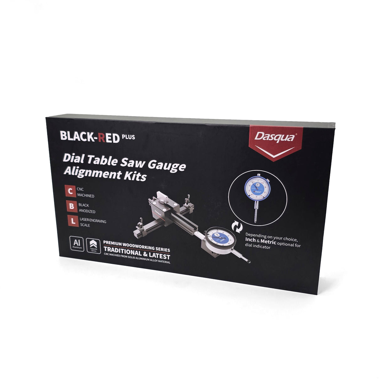 Dasqua Table Saw Dial Gauge Alignment Kit with Beam Extensions in use on table saw