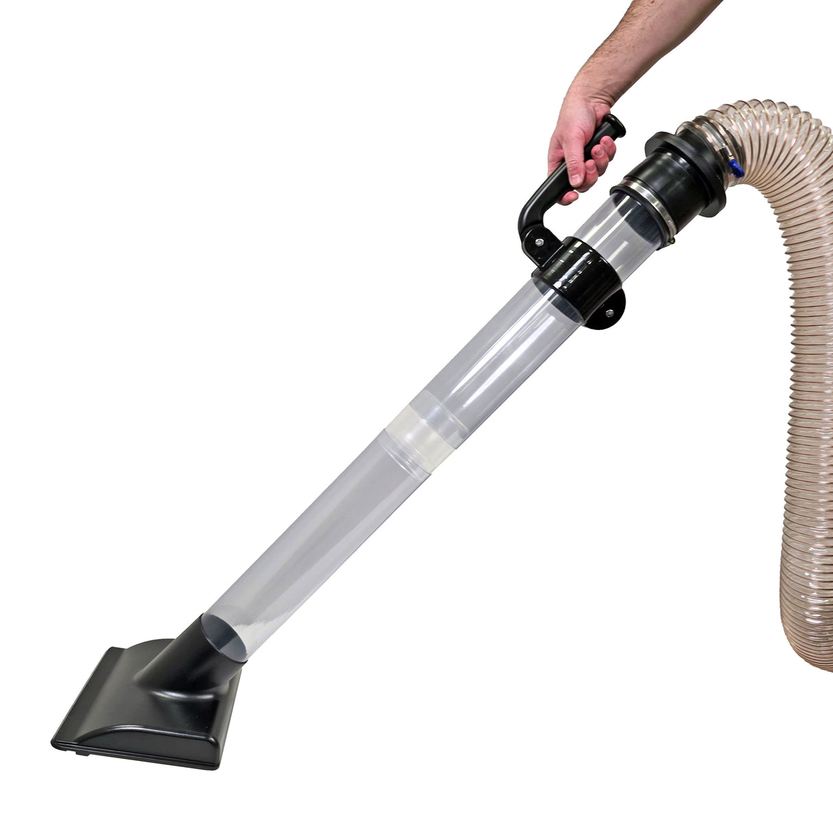 Sherwood Deluxe Magnetic Dust Extractor Floor Vacuum Kit 4in 100mm in use with magnetic quick-connection