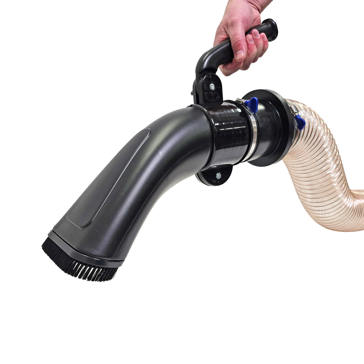 Sherwood Deluxe Magnetic Dust Extractor Kit 100mm angled view showing magnetic quick-connection detail