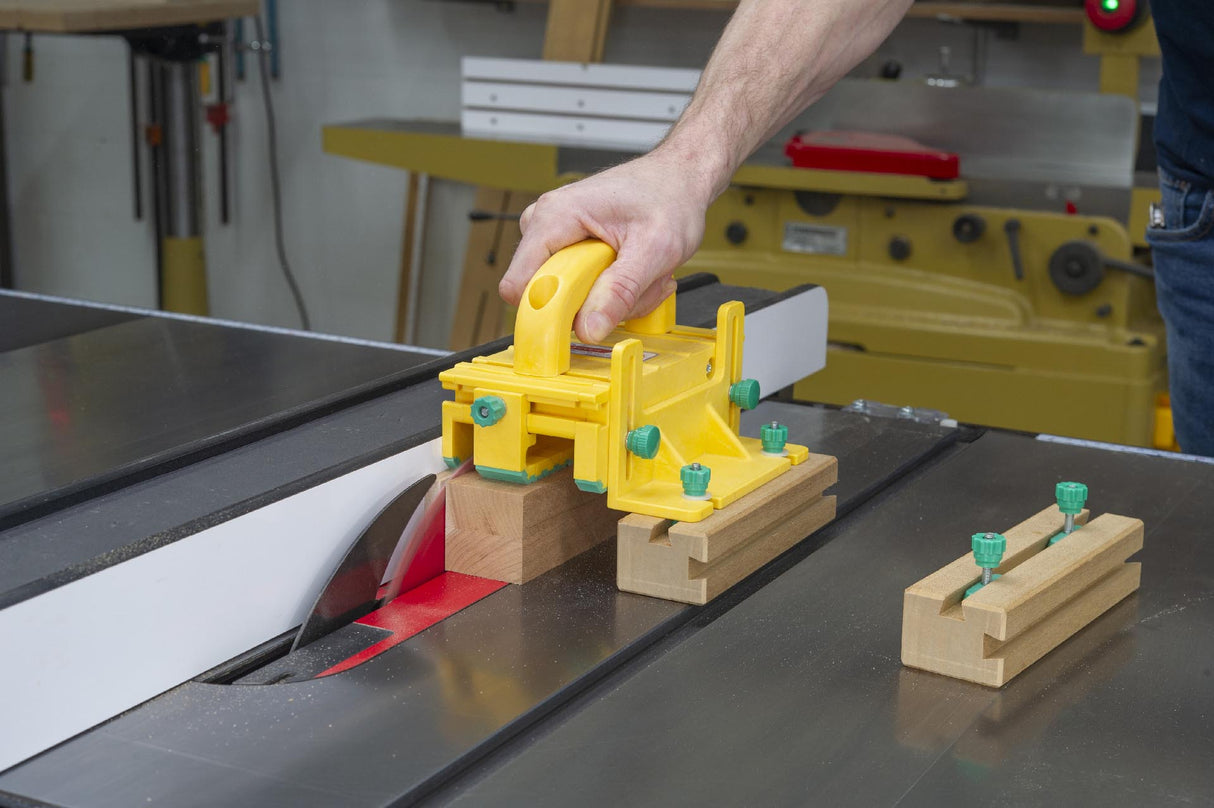 Micro Jig MatchFit 1in Dovetail Track Hardware Screw Kit, angled view showing components and precision craftsmanship