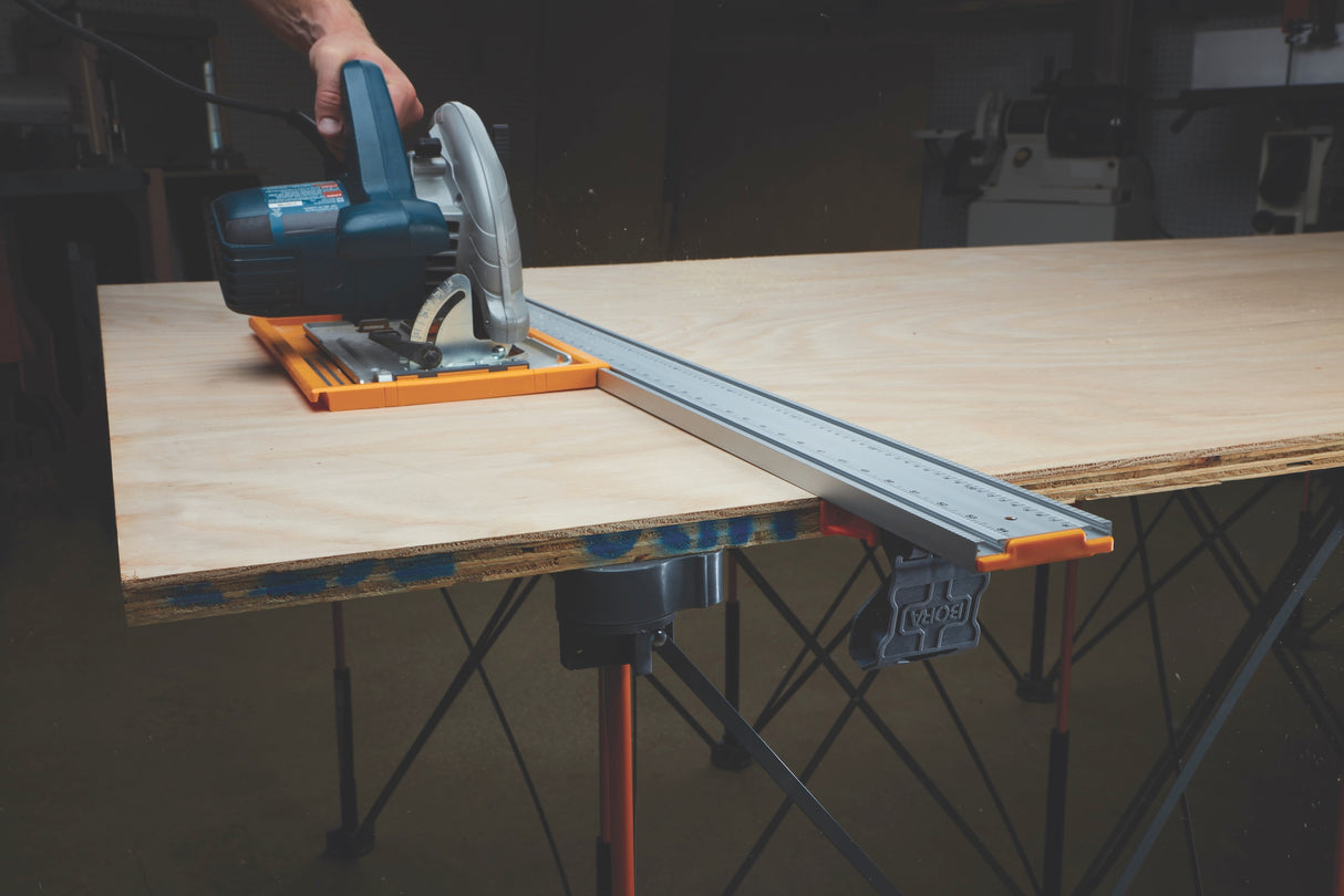 BORA NGX Clamp Edge Saw Guide in use on a wooden board