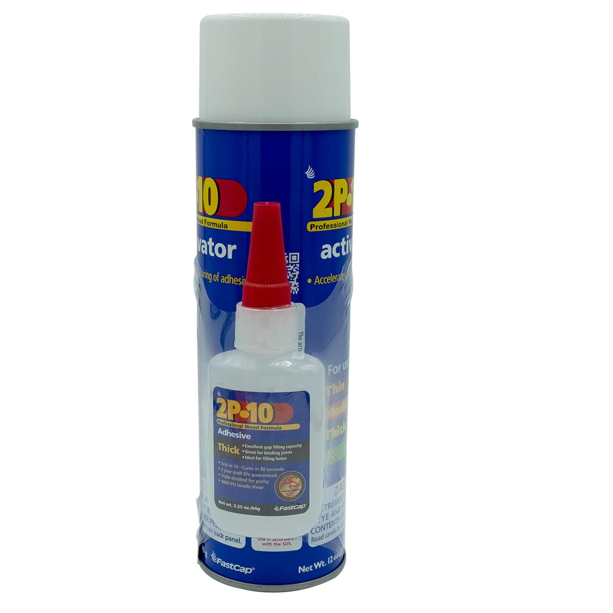 FastCap 2P-10 Solo Kit Thick Super Glue and Activator aerosol in use on wood surface