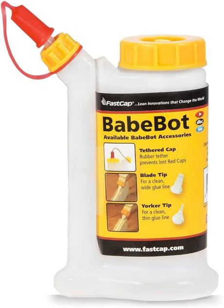FastCap BabeBot Glue Pot Dispenser Bottle Non-Drip 112mL in woodworking setting