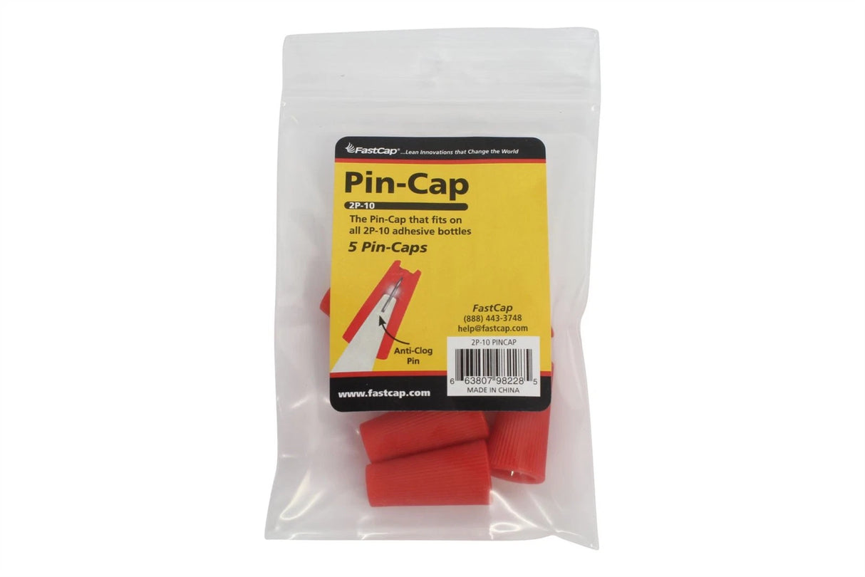 FastCap 2P-10 Pincaps Pack of 5 in use with glue bottle