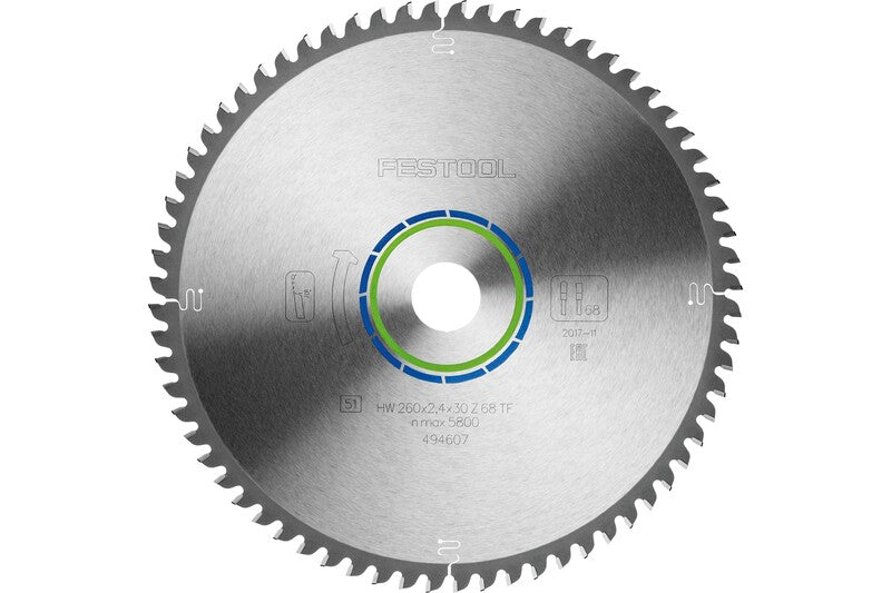 Festool 260mm 68-Tooth Aluminium Saw Blade for Precision Cross Cuts