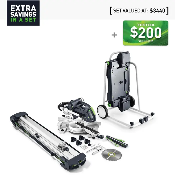 Festool KS 60 KAPEX Set 216mm Slide Compound Mitre Saw with LED Spotlight