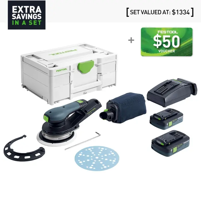 Festool ETSC 2 Cordless Random Orbital 18V 150mm 3.5mm Sander with Bluetooth 4.0Ah Set in Systainer