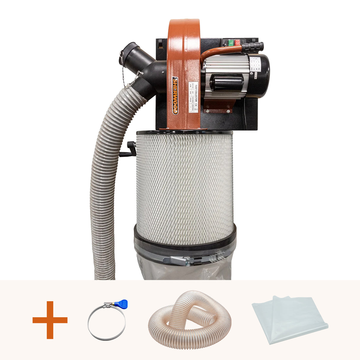 Sherwood 2HP Wall Mounted Single Stage Dust Extractor Plus Set Up Kit