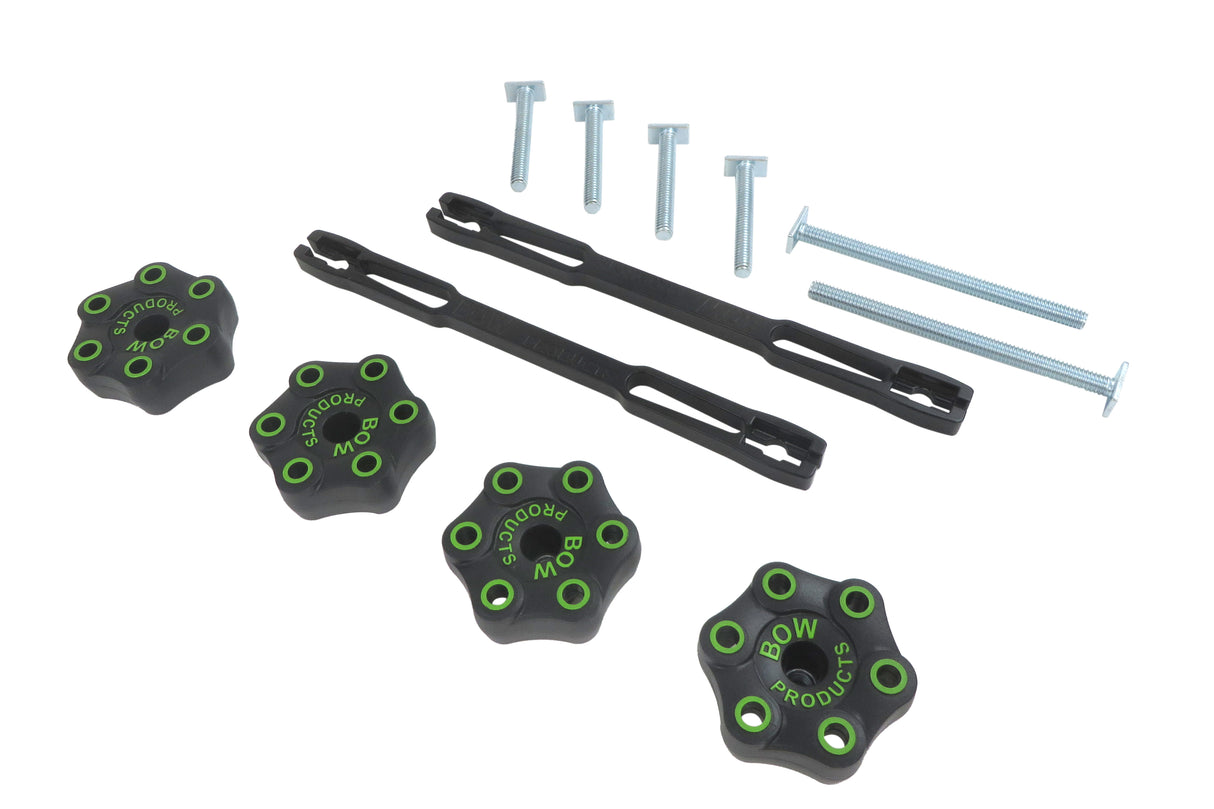 BOW Products FeatherDUO featherboard safety system twin pack stacked on woodworking table