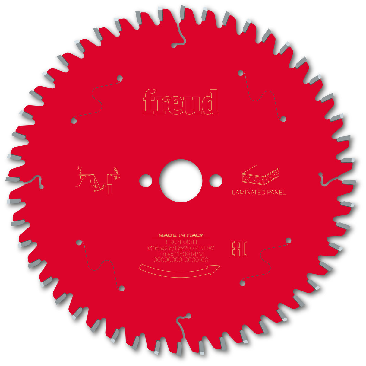 Freud 165 x 20 x 2.6 x 48T Laminated Panel Saw Blade suits Handheld and Plunge Circular Saws