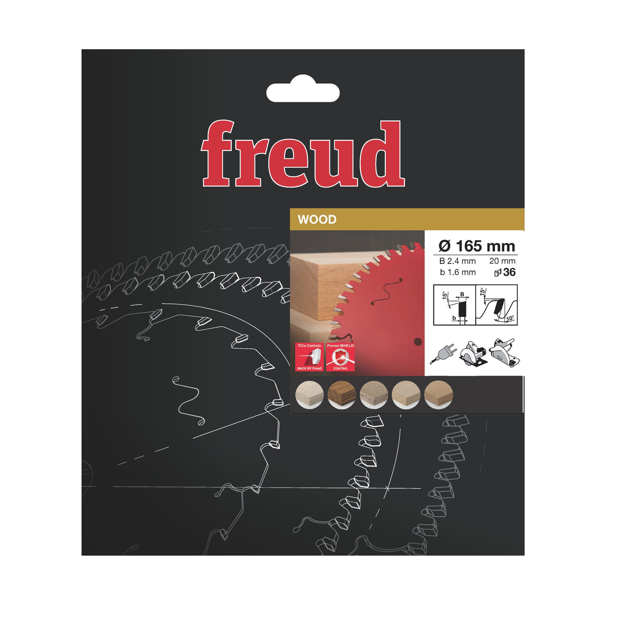 Freud 165 x 20 x 2.4 Circular Saw Blades suits Handheld and Plunge Power Saws