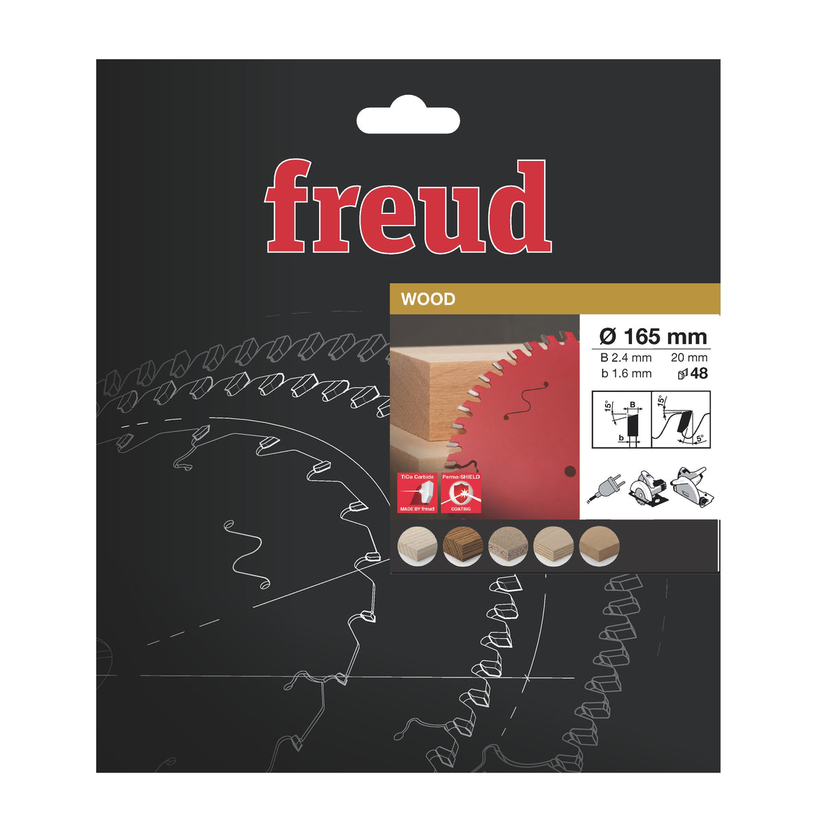 Freud 165 x 20 x 2.4 Circular Saw Blades suits Handheld and Plunge Power Saws