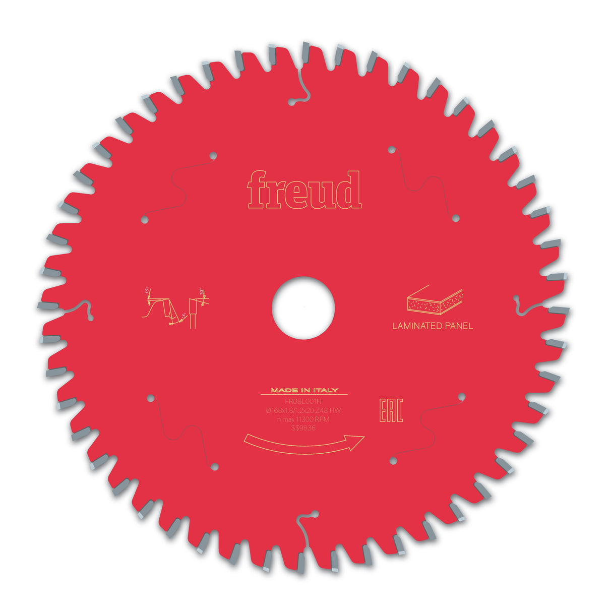 Freud 168 x 20 x 1.8 x 48T Laminated Panel Circular Saw Blade suits Handheld and Plunge Circular Saws