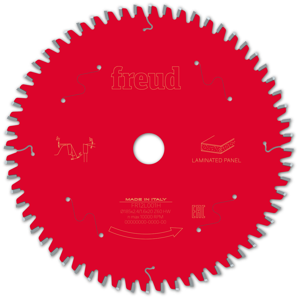 Freud 185 x 20 x 2.4 x T60 Laminated Panel Saw Blade suits Handheld and Plunge Circular Saws