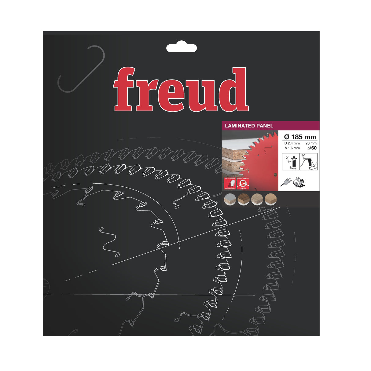 Freud 185 x 20 x 2.4 x T60 Laminated Panel Saw Blade suits Handheld and Plunge Circular Saws