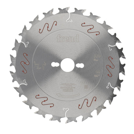 Freud Industrial Rip Cut Circular Saw Blade 250mm 24 Teeth close-up view in action