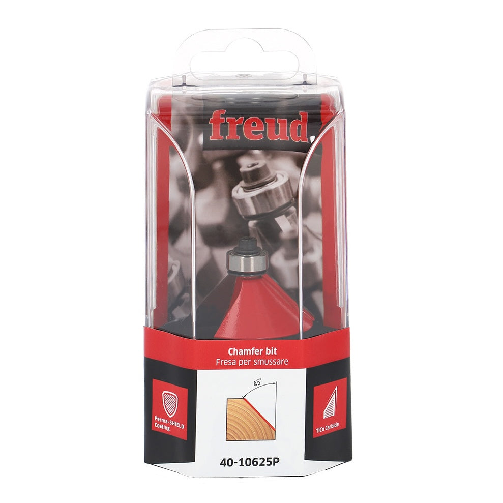 Freud Chamfer Router Bit 45 Degree Angle 1/4in Shank in packaging