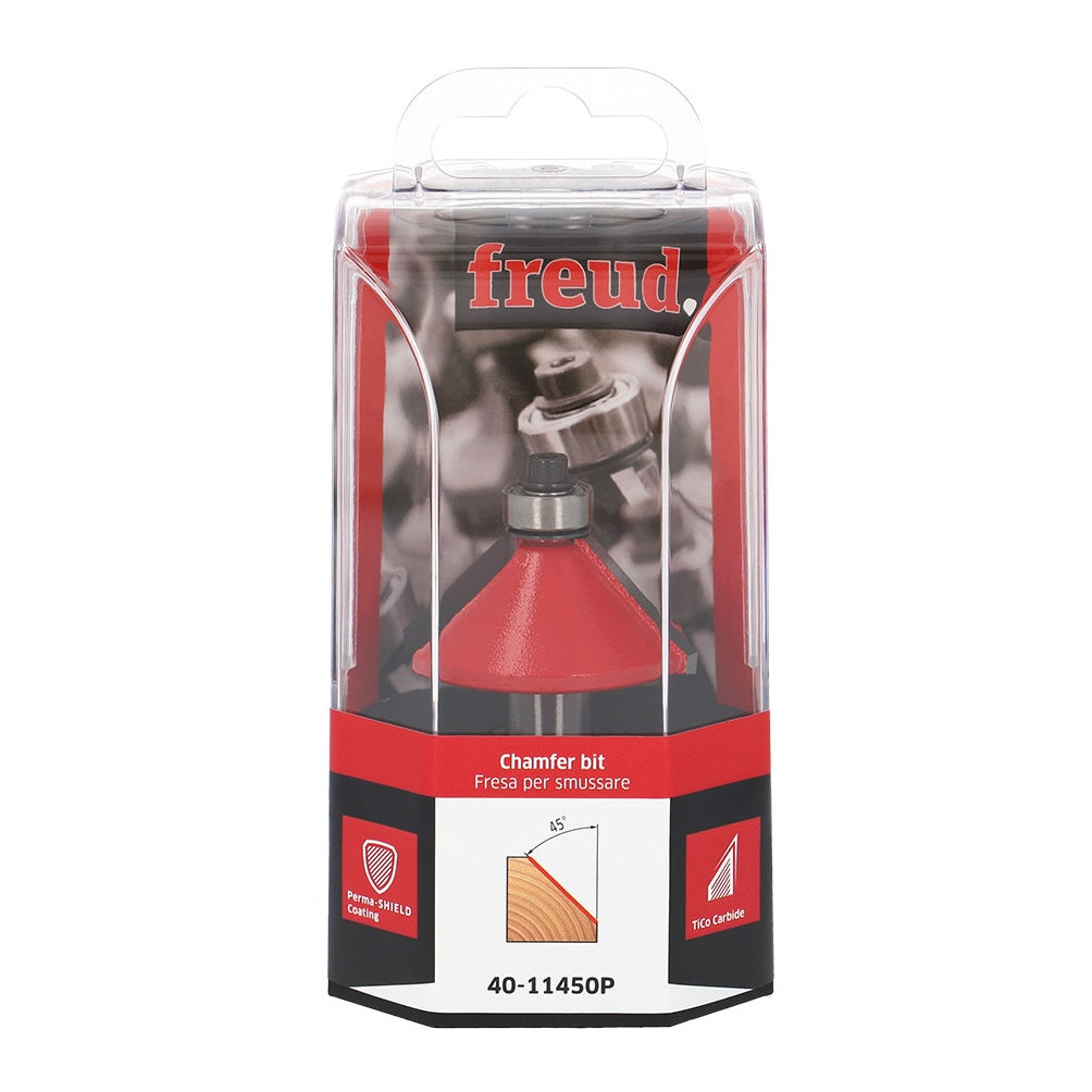 Freud Chamfer Router Bit 45 Degree Angle 1/2in Shank in packaging