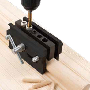 Fritzfurt Self-Centring Dowel Jig Metric in use on woodwork project