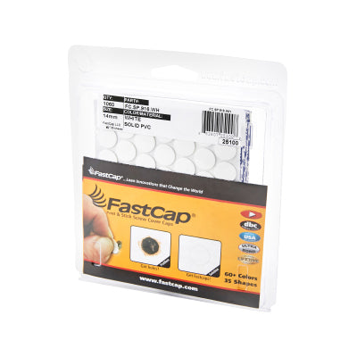FastCap white PVC self-adhesive screw cover caps in standard box of 1060